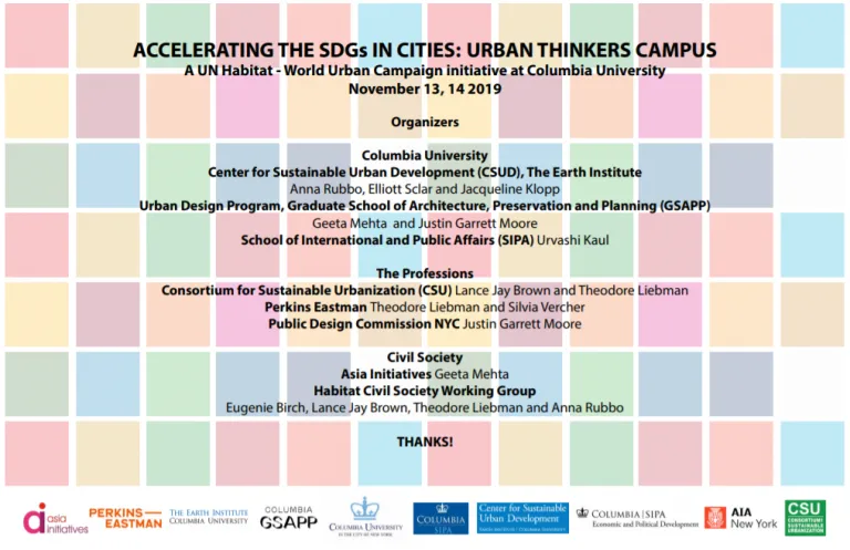 Accelerating the SDGs in Cities: Urban Thinkers Campus -- Organizers Page
