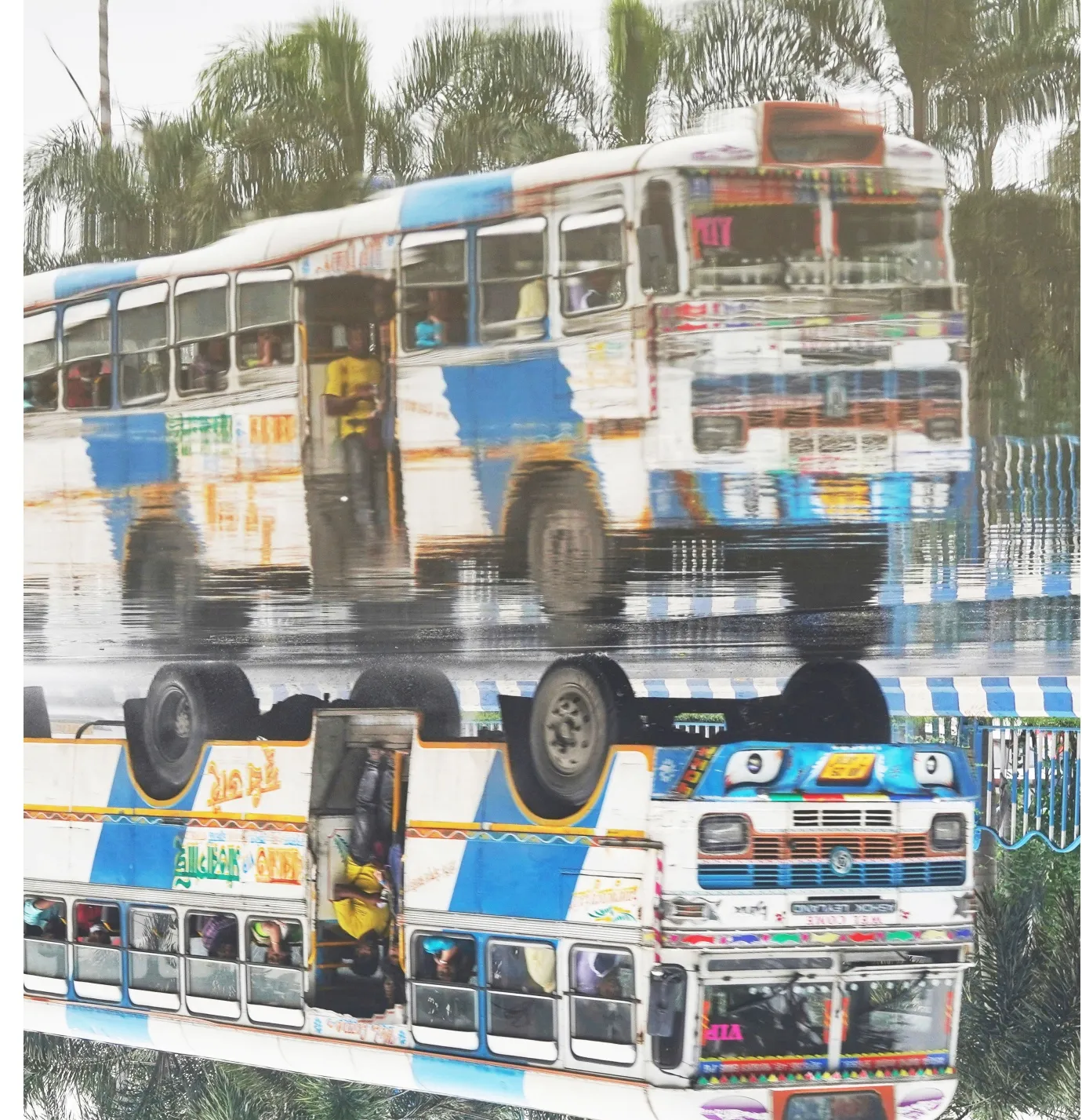 Buses in floods