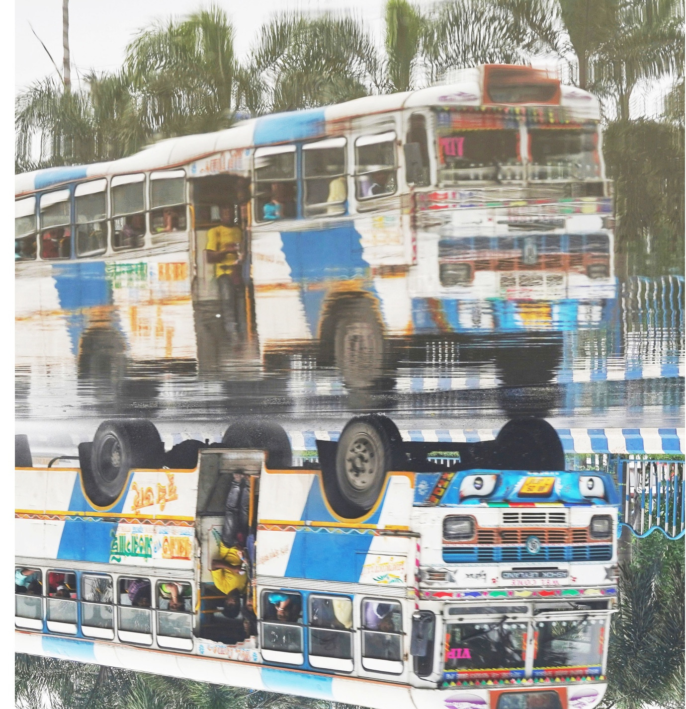 Buses in floods